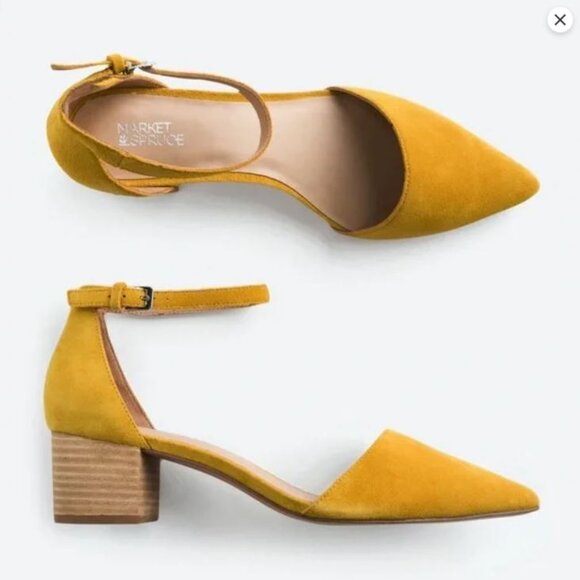 Market & Spruce Mustard Yellow Heels - Picture 1 of 5